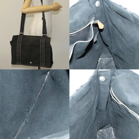 HERMES Fourre Tout Bassas MM Shoulder Bag Canvas Black Auth - Picture 14 of 14
